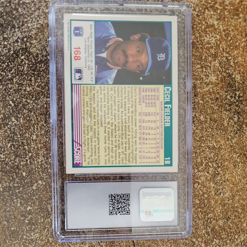 1991  Cecil Fielder Detroit Tigers #168 CGC 8 NEAR MINT